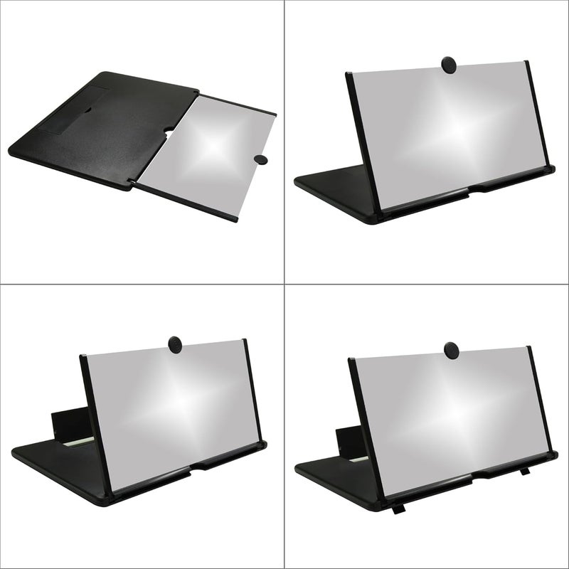 Ailenyun 16" Mobile Phone Screen Magnifier，3D HD Mobile Phone Magnifier Projector Screen for Movies, Videos, Foldable Phone Stand with Screen Amplifier，Supports All Smartphones (Black, 16 inches) - Image 2